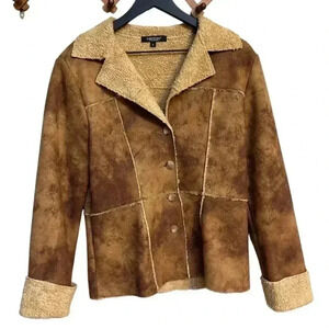 Karen Kane Faux Suede Shearling Button Up Jacket Size M